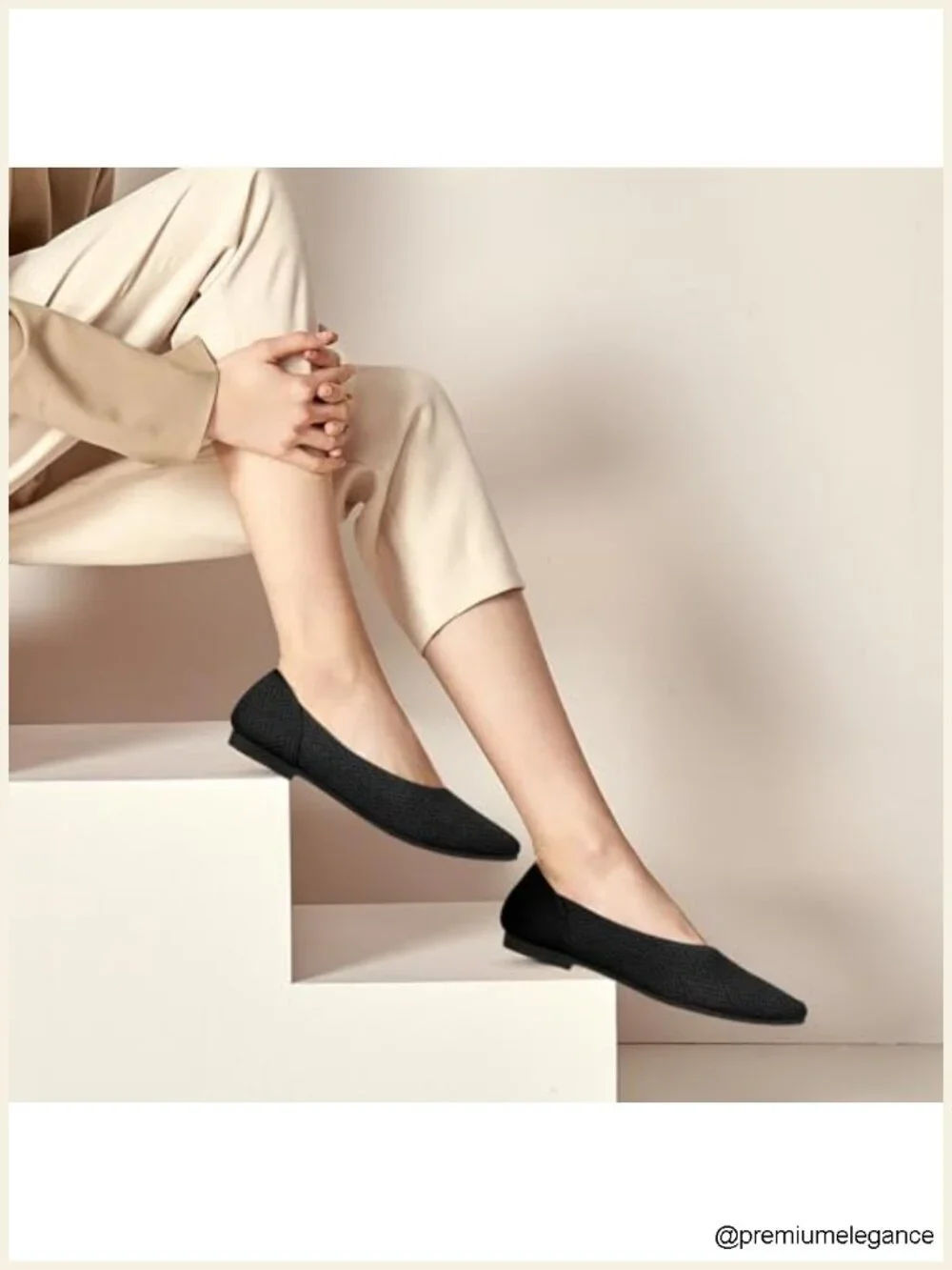 Women's Knit Ballet Flats Pointed Toe Slip-On Dress Shoes Comfortable Work Flats